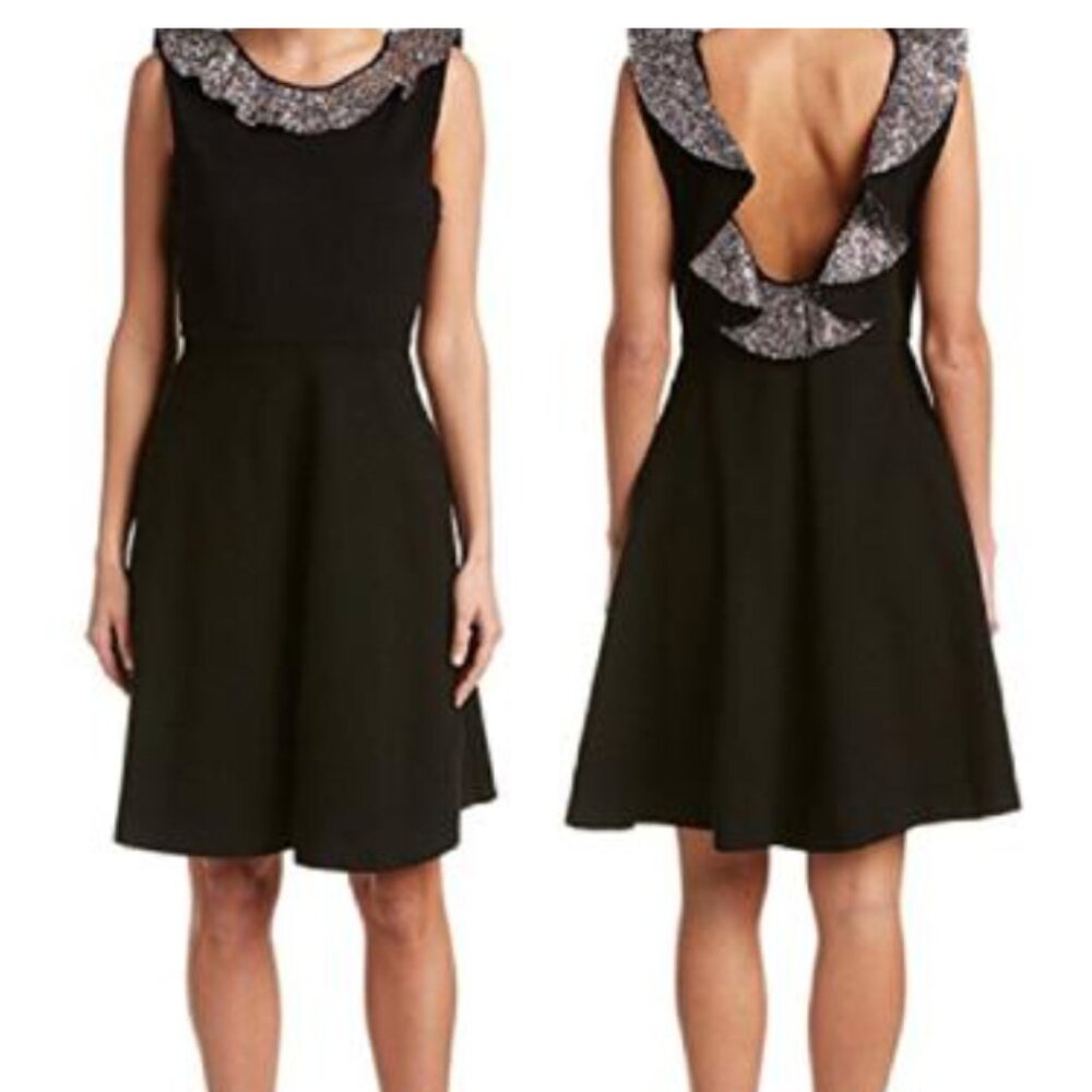 Maje Glitter Collar Black Dress | Size 2 (US Small/Medium)